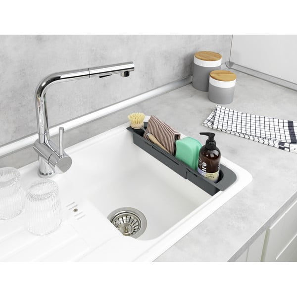 Scolapiatti allungabile per lavello grigio in plastica 49,5x8,5 cm Fino – Wenko-image-1