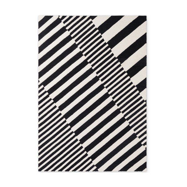 Tappeto bianco e nero in lana tessuto a mano 120x180 cm Stryve Flux – Elle Decoration
