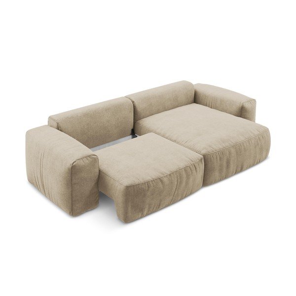 Divano angolare marrone chiaro allungabile (con penisola a destra/con chaise lounge) con rivestimento in ciniglia Kuki – Makamii-image-4
