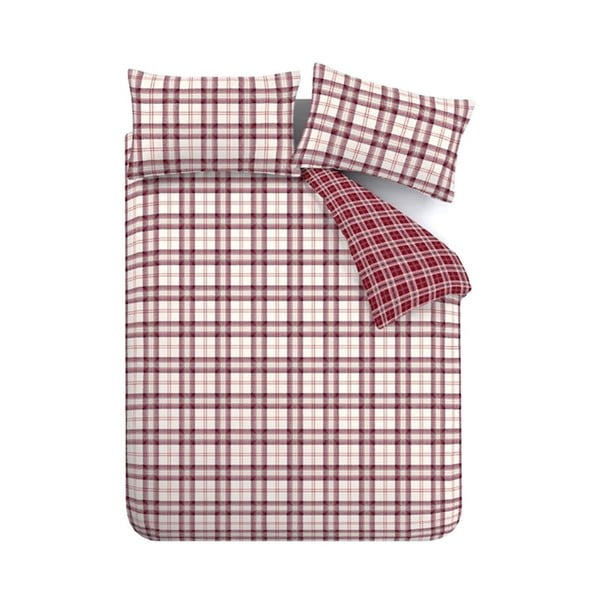 Set copripiumino e federa burgundy per letto singolo 135x200 cm Kelso Check – Catherine Lansfield