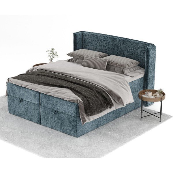 Letto boxspring blu con spazio contenitivo 180x200 cm Passion - Maison de Rêve-image-2