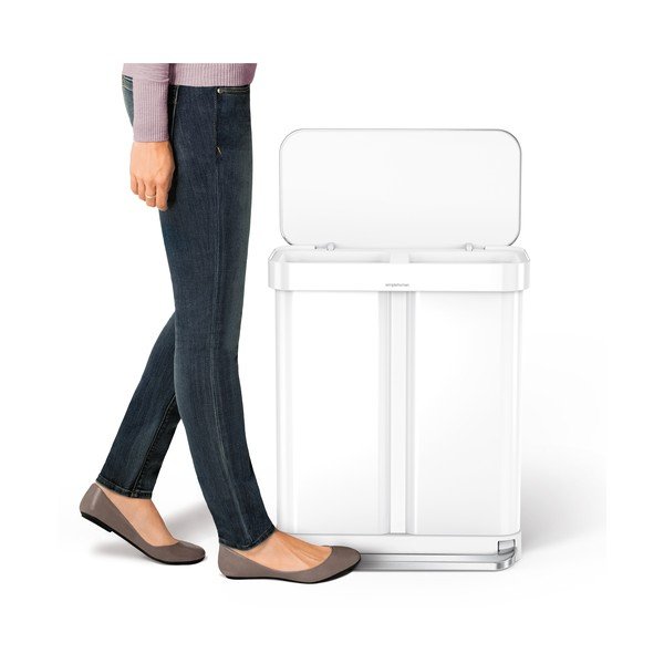 Cestino per la spazzatura bianco in acciaio per raccolta differenziata/con pedale 34+24 l Dual – simplehuman-image-4