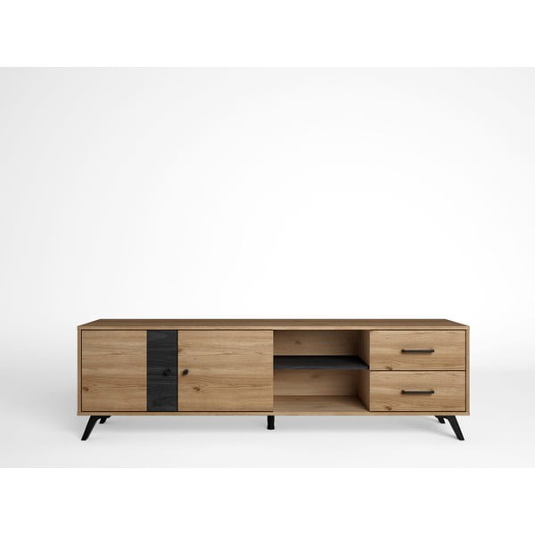 Tavolo TV nero in rovere 181x53 cm Natura - Marckeric-image-2