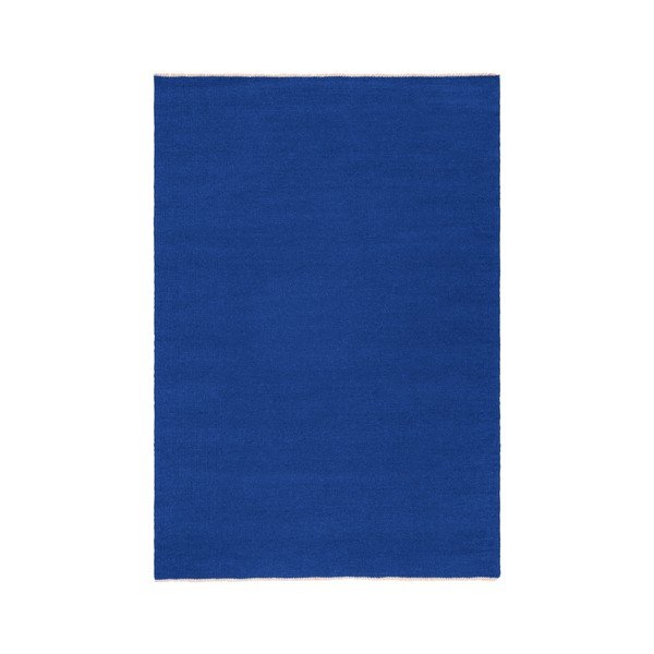 Passatoia blu in misto lana tessuta a mano 70x200 cm Row – Jotex