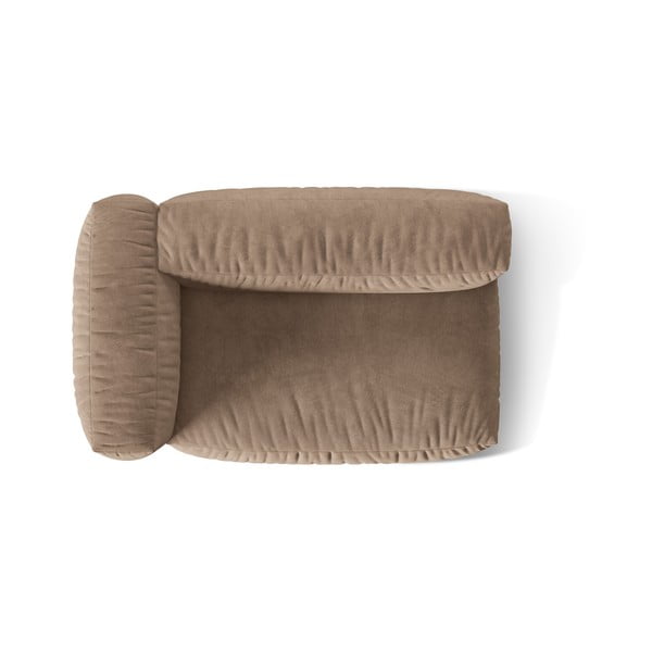 Parte divano componibile marrone chiaro (con penisola a sinistra) con rivestimento in velluto Martina – Micadoni -image-3