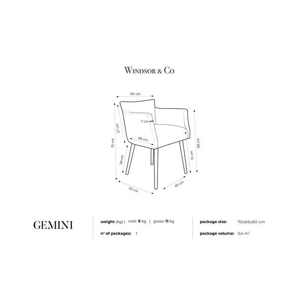 Žlutá židle s područkami Windsor & Co Sofas Gemini-image-1