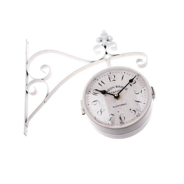 Orologio bifacciale in metallo bianco da appendere - Dakls