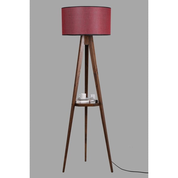 Lampada da terra rossa/marrone con paralume in tessuto (altezza totale 153 cm) Sehbalı Tripod – Opviq lights-image-2