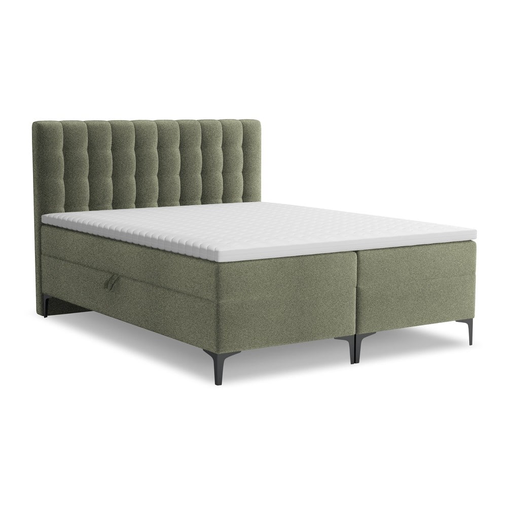 Letto boxspring verde con contenitore 180x200 cm Puhala – Makamii | Letti boxspring