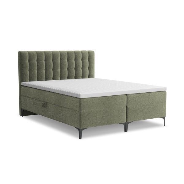 Letto boxspring verde con contenitore 160x200 cm Puhala – Makamii