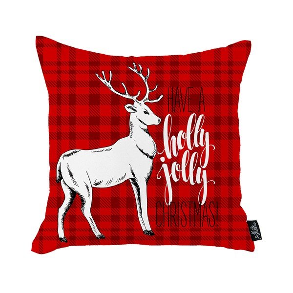 Federa natalizia rossa Mike & Co. NEW YORK Miele di Natale Cervo Holly Jolly, 45 x 45 cm - Mike & Co. NEW YORK