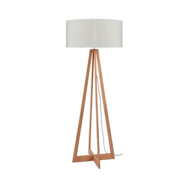 Lampada da terra con paralume beige chiaro e struttura in bambù Everest - Good&Mojo