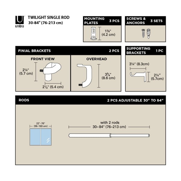 Mantovana estensibile in acciaio 76 - 213 cm Twilight - Umbra-image-4