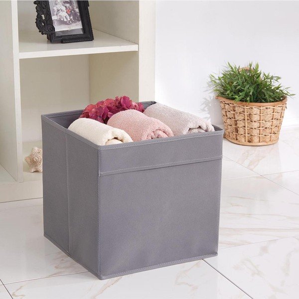 Scatola in tessuto grigio 30x30x30 cm - Mioli Decor-image-1
