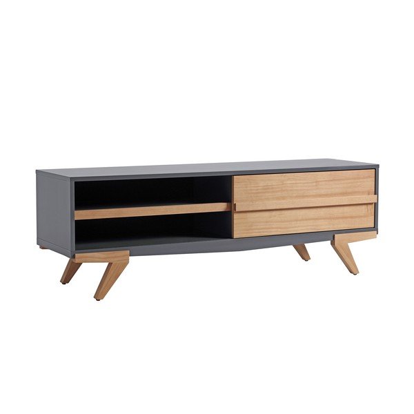 Tavolo TV con dettagli grigi Martina, 130 x 38 cm - Marckeric-image-3