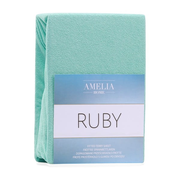 Lenzuolo con angoli verde menta ad alto contenuto di cotone, 80/90 x 200 cm Ruby - AmeliaHome-image-2