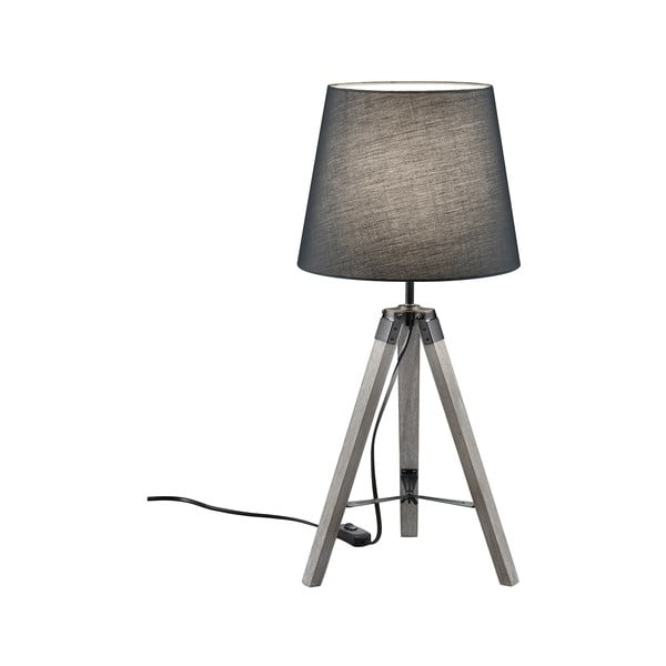 Lampada da tavolo grigia in legno naturale e tessuto, altezza 57,5 cm Tripod - Trio