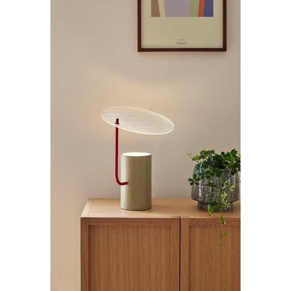 Lampada da tavolo cachi con paralume in vetro (altezza 35 cm) Disc - Hübsch-image-3