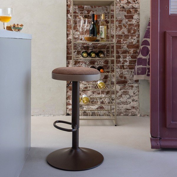 Sedia da bar marrone imbottito con altezza regolabile Mevo – WOOOD-image-1