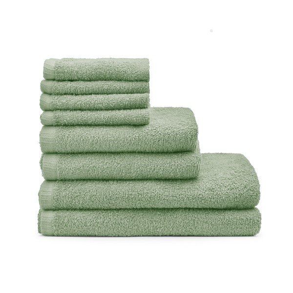 Set di asciugamani per viso e corpo con asciugatura rapida/tipo terry verdi in cotone 8 pz Quick Dry – Catherine Lansfield