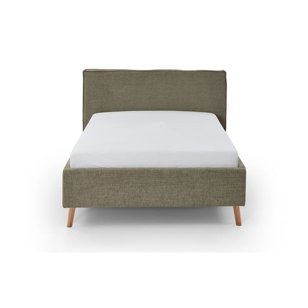 Letto matrimoniale imbottito verde scuro con contenitore con rete inclusa 140x200 cm Riva – Meise Möbel-image-4