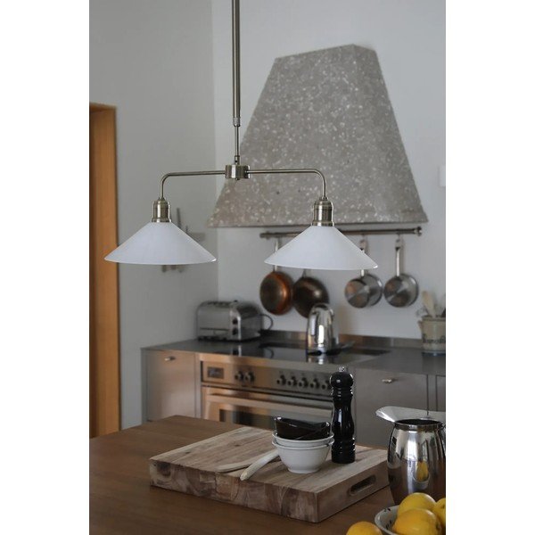 Lampadario bianco/color ottone in metallo con paralume in vetro Vela – Markslöjd-image-1