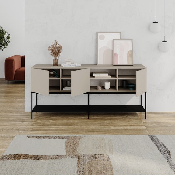 Cassettiera nera e crema 180x80x40 cm Amira - Marckeric-image-3