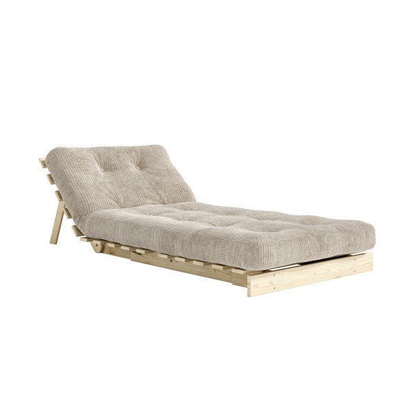 Poltrona stile futon color crema allungabile con rivestimento in velluto a coste Roots – Karup-image-4