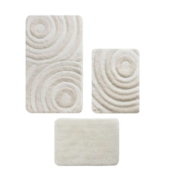 Set di tappetini per il bagno beige 3 pz 60x100 cm Wave – Foutastic