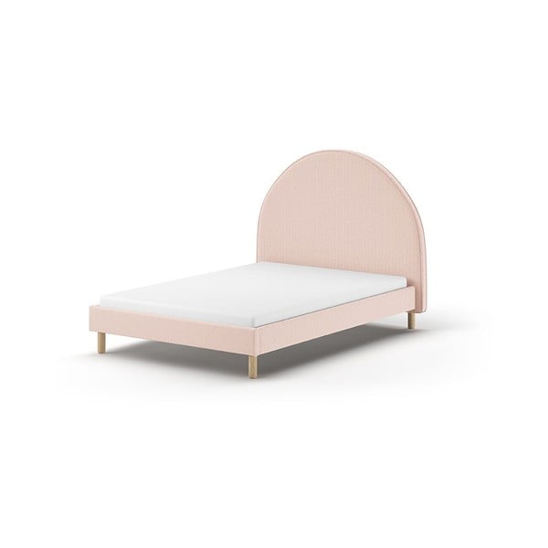 Letto singolo imbottito rosa con griglia 140x200 cm MOON - Vipack