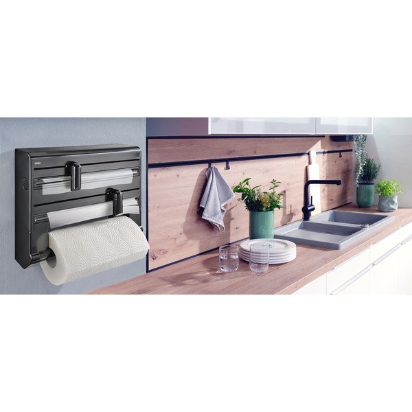 Porta pellicola e alluminio da parete da parete nero in plastica Parat – LEIFHEIT-image-1