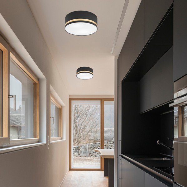Lampada da soffitto nera con paralume in tessuto ø 35 cm Gloria - LAMKUR-image-2