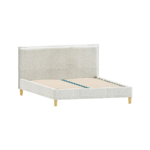Letto matrimoniale imbottito beige con rete inclusa 160x200 cm Tina – Ropez