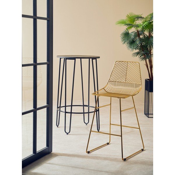 Sgabello da bar dorato in metallo District – Premier Housewares-image-3
