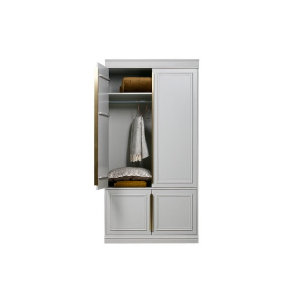 Armadio grigio chiaro in pino massiccio 110x215x62 cm Organize – WOOOD-image-2