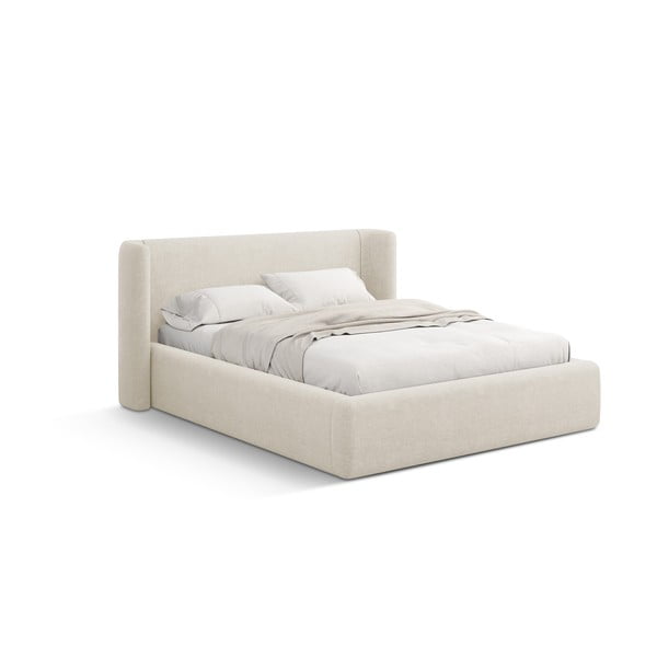 Letto matrimoniale imbottito color crema con contenitore con rete inclusa 180x200 cm Jason – Windsor & Co Sofas