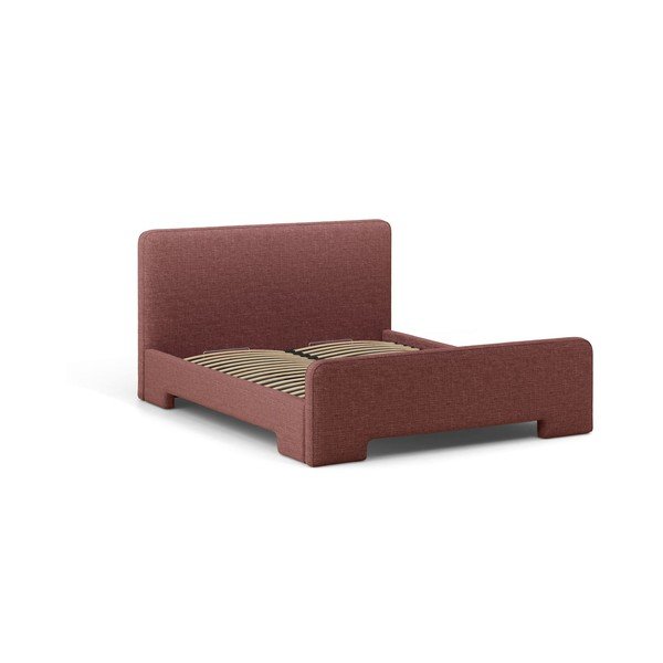 Letto matrimoniale imbottito rosa con rete inclusa 160x200 cm Eda – Micadoni -image-1