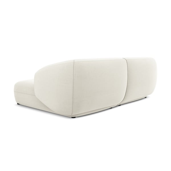 Divano angolare bianco (con penisola a destra) con rivestimento in velluto Moana – Makamii-image-4
