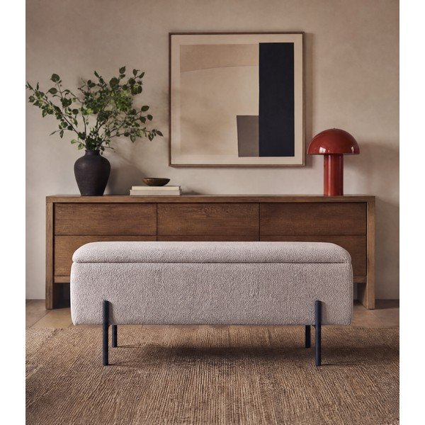 Panca beige in tessuto bouclé Watford - House Nordic-image-3