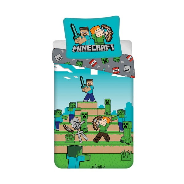 Set copripiumino e federa da bambini in cotone per letto singolo 140x200 cm Minecraft "We got this"  – Jerry Fabrics