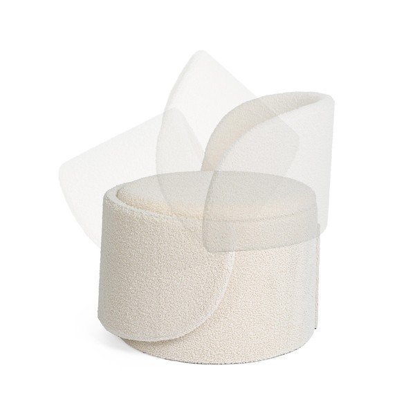 Poggiapiedi color crema con rivestimento in bouclé Anthea – Yes Everyday-image-1