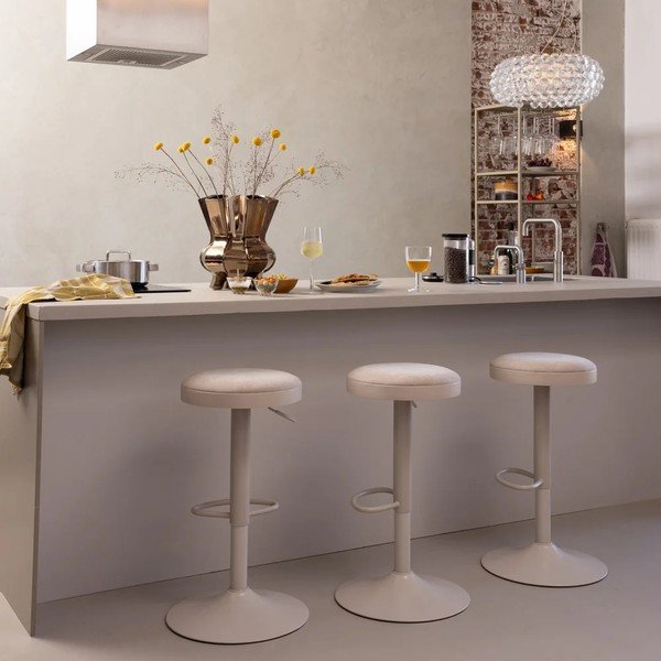 Sedia da bar beige imbottito con altezza regolabile Mevo – WOOOD-image-1