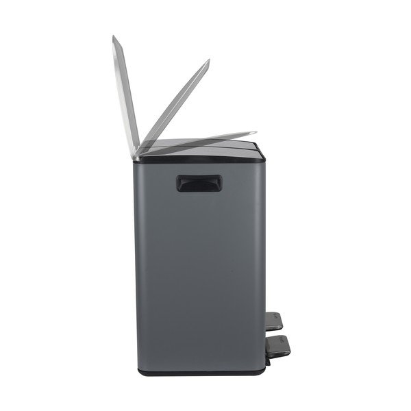 Cestino per la spazzatura grigio scuro in acciaio per raccolta differenziata/con pedale 2x20 l   Aliya – Spirella-image-3
