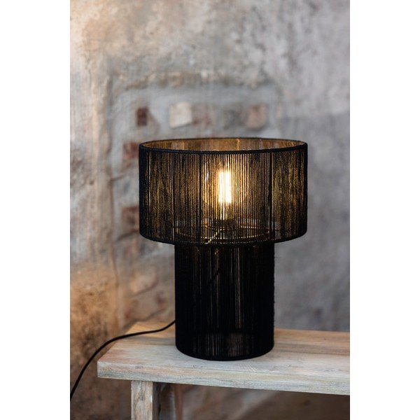 Lampada da tavolo nera con paralume in iuta (altezza totale 38 cm) Soga – Markslöjd-image-2