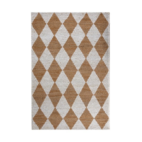 Tappeto bianco/di colore naturale in misto iuta tessuto a mano 160x230 cm Effie Diamond – Flair Rugs