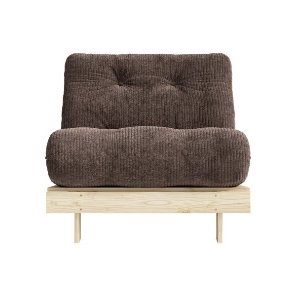 Poltrona stile futon marrone scuro allungabile con rivestimento in velluto a coste Roots – Karup-image-3