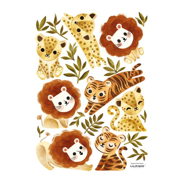 Foglio adesivo 30x42 cm Little Jungle Animals - Lilipinso