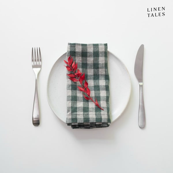Set di tovaglioli in lino 2 pz 40x40 cm Forest Green Gingham – Linen Tales