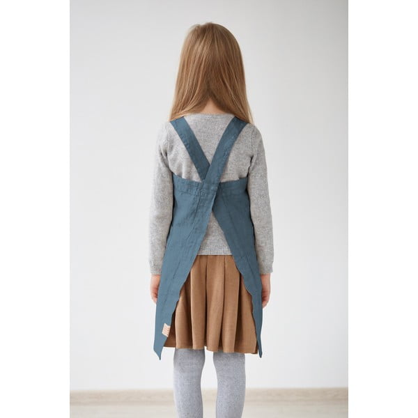 Grembiule di lino blu per bambini, 72 x 45 cm Blue Fog - Linen Tales-image-1