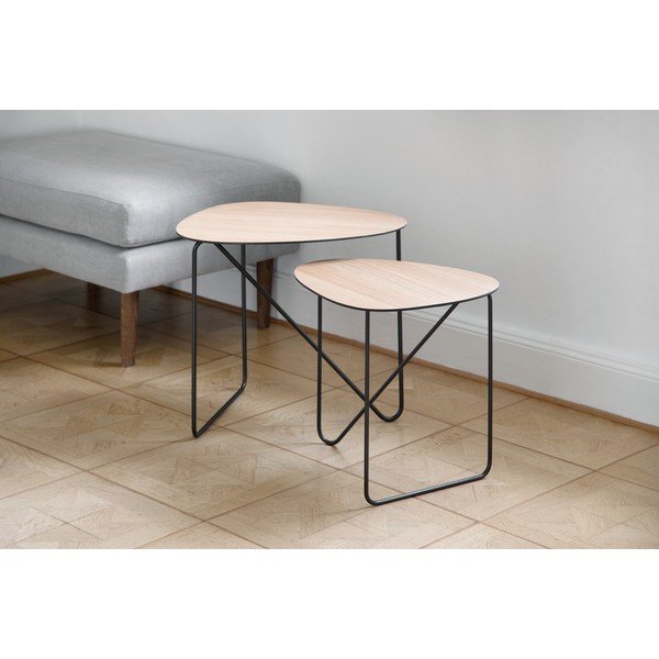 Tavolino da salotto di colore naturale in metallo 44x50 cm Curve L Wood – LIND DNA-image-2